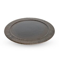 Half Glaze Brown Flat Round Plate 9.5"