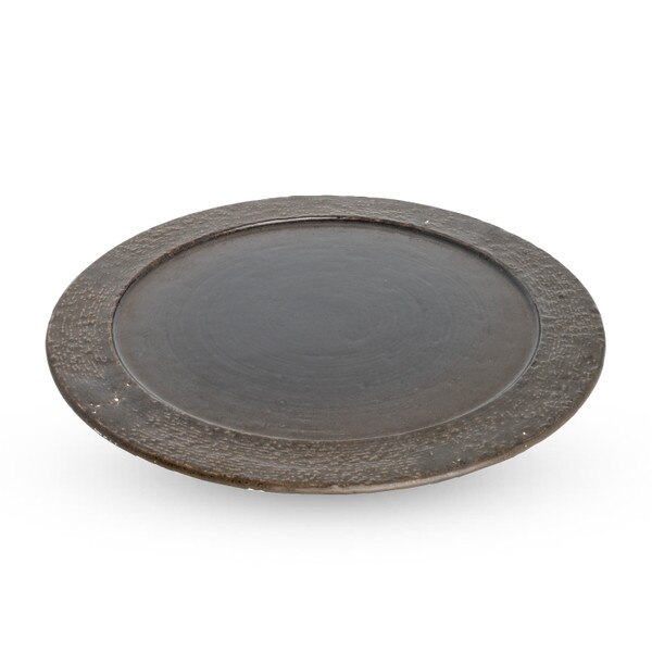 Image of Half Glaze Brown Flat Round Plate 9.5" 1