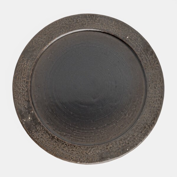 Image of Half Glaze Brown Flat Round Plate 9.5" 3