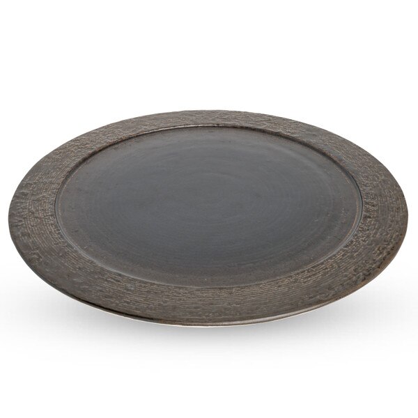 Image of Half Glaze Brown Flat Round Plate 12.25" 1