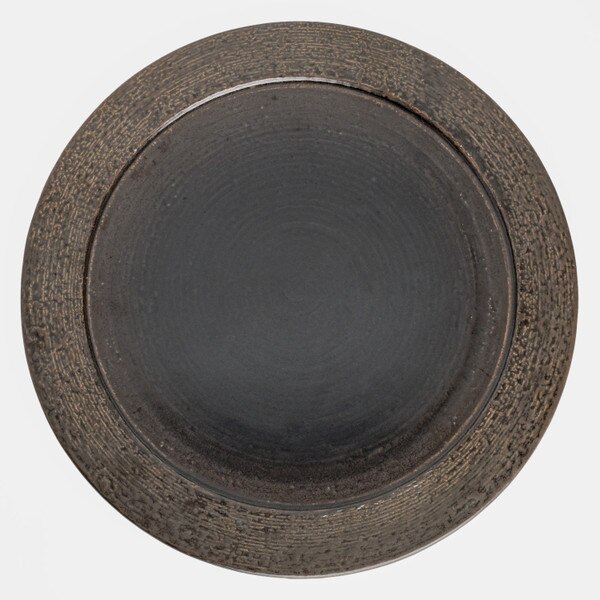 Image of Half Glaze Brown Flat Round Plate 12.25" 3