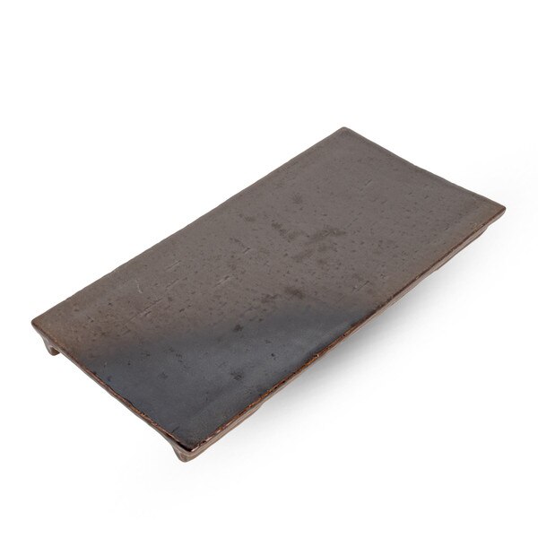Image of Chakessho Half Glaze Raised Rectangular Plate 10" 1