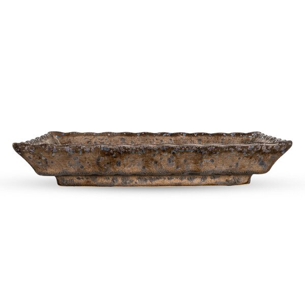 Image of Gold Black High Rim Rectangular Plate 7.75" 2