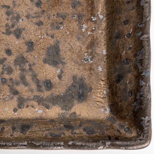 Image of Gold Black High Rim Rectangular Plate 7.75" 4