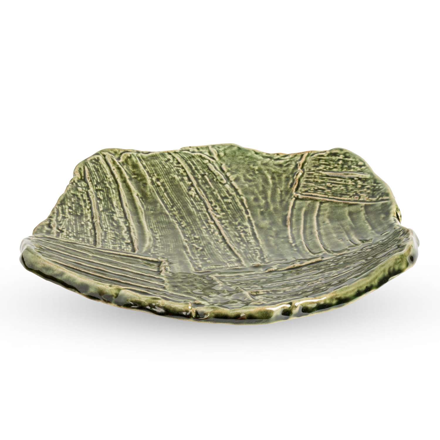 Oribe Green Footed Abstract Plate 7.75