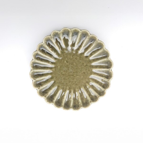Image of Oribe Green Floral Round Coupe Plate 6.75" 3