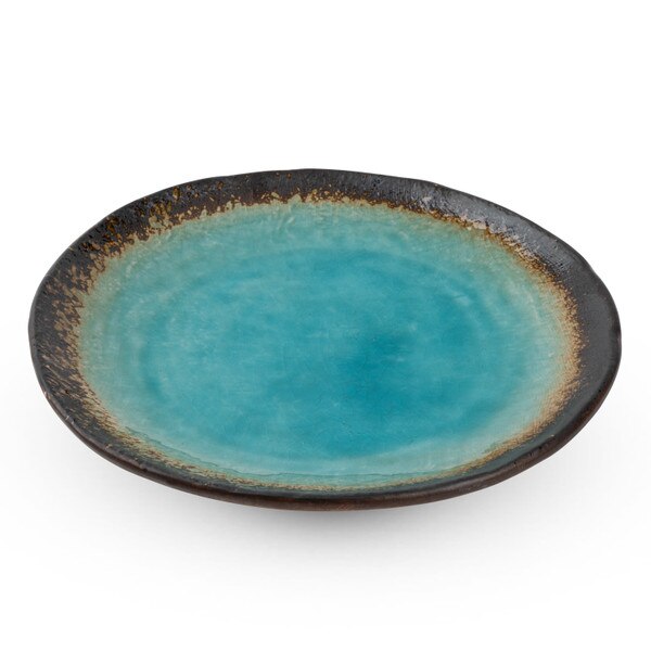 Image of Brown Rim Sky Blue Plate 9.5" 1