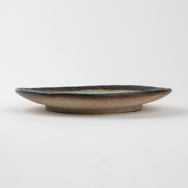 Image of Brown Rim Sky Blue Plate 9.5" 2