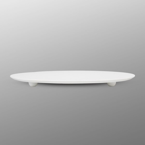 Image of Matte White Footed Flat Round Plate 11.75" 2