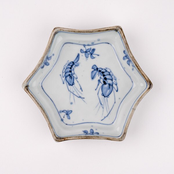 Image of Light Blue Shrimp Hexagon Plate 7.5" 3