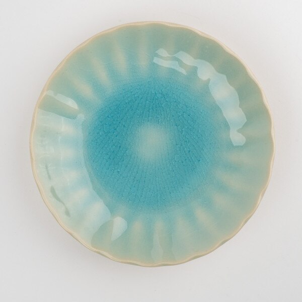 Image of Blue Kikuwari Plate 6.75" 3