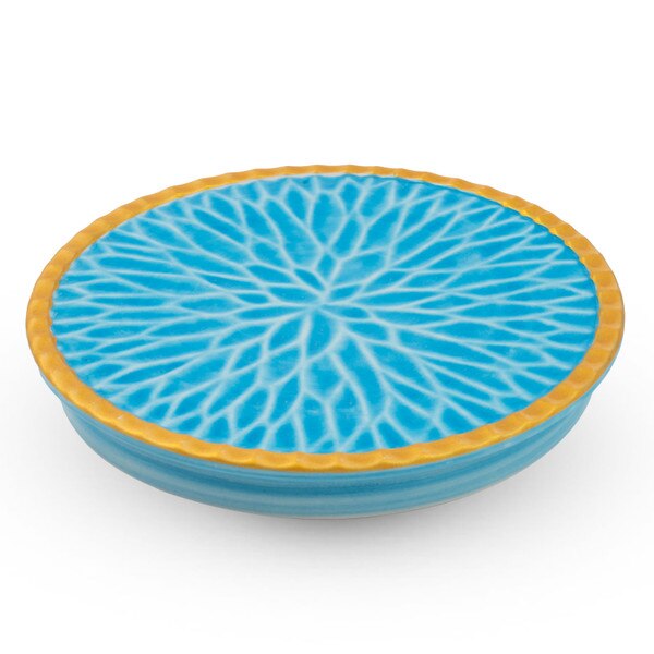 Image of Blue Carved Gold Edge Raised Plate 6.75" 1