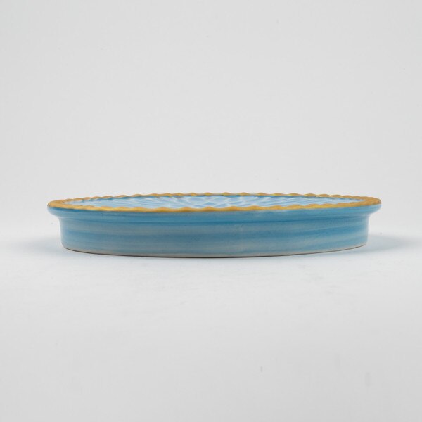 Image of Blue Carved Gold Edge Raised Plate 6.75" 2