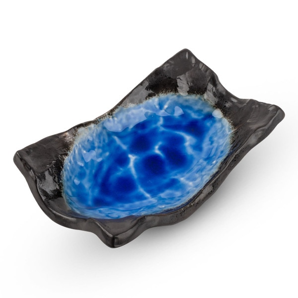 Image of Deep Ocean Blue Abstract Plate 7.25" 1