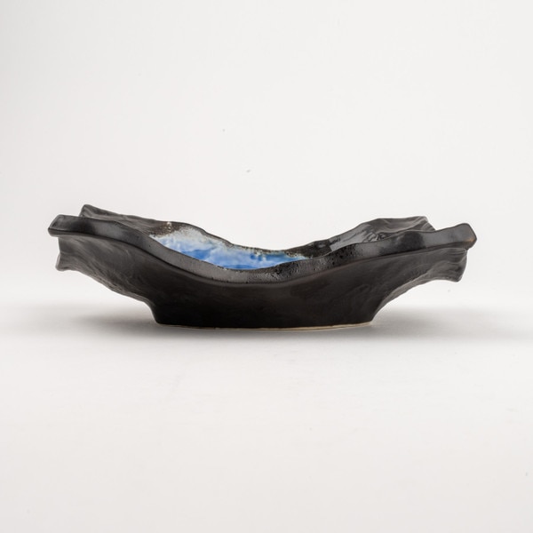 Image of Deep Ocean Blue Abstract Plate 7.25" 2