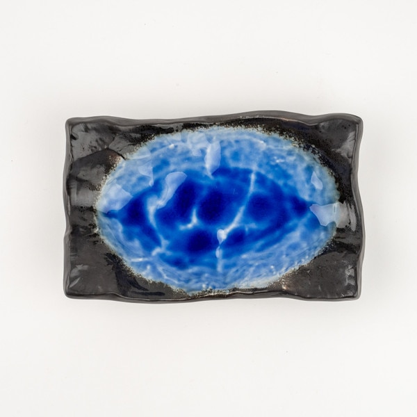 Image of Deep Ocean Blue Abstract Plate 7.25" 3