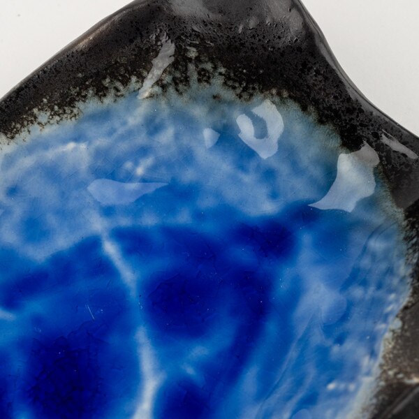 Image of Deep Ocean Blue Abstract Plate 7.25" 4