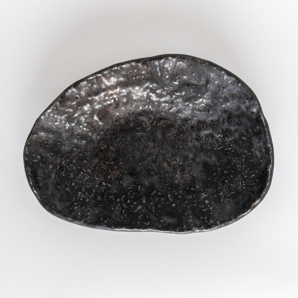 Image of Metallic Abstract Oval Plate 8.25" 3