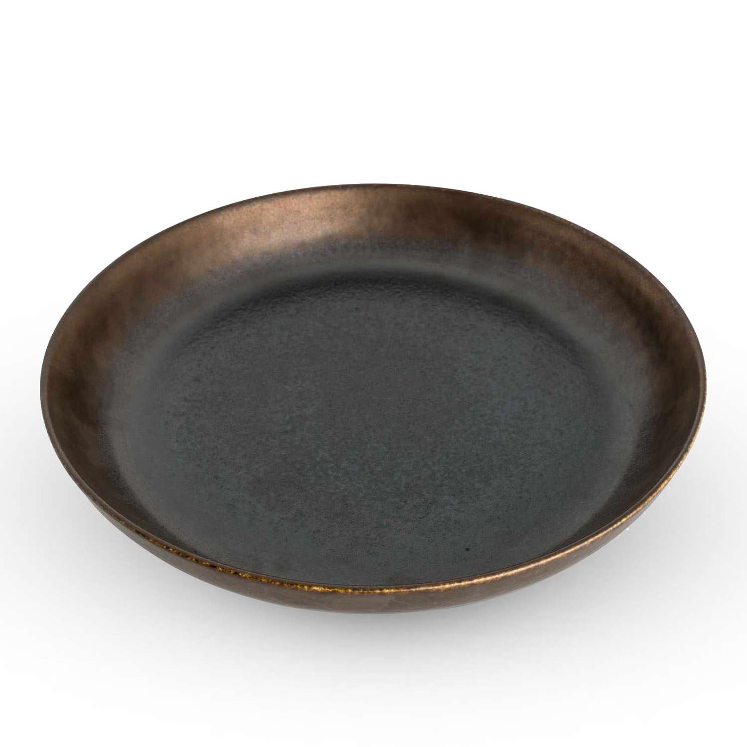 Black Bizen Flat Rim Round Plate 12.25