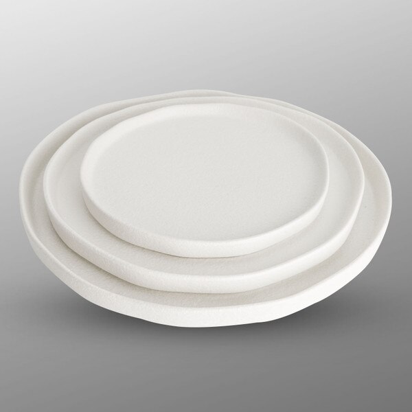 Image of Korin Durable White Textured Rim Round Plate 9" 4