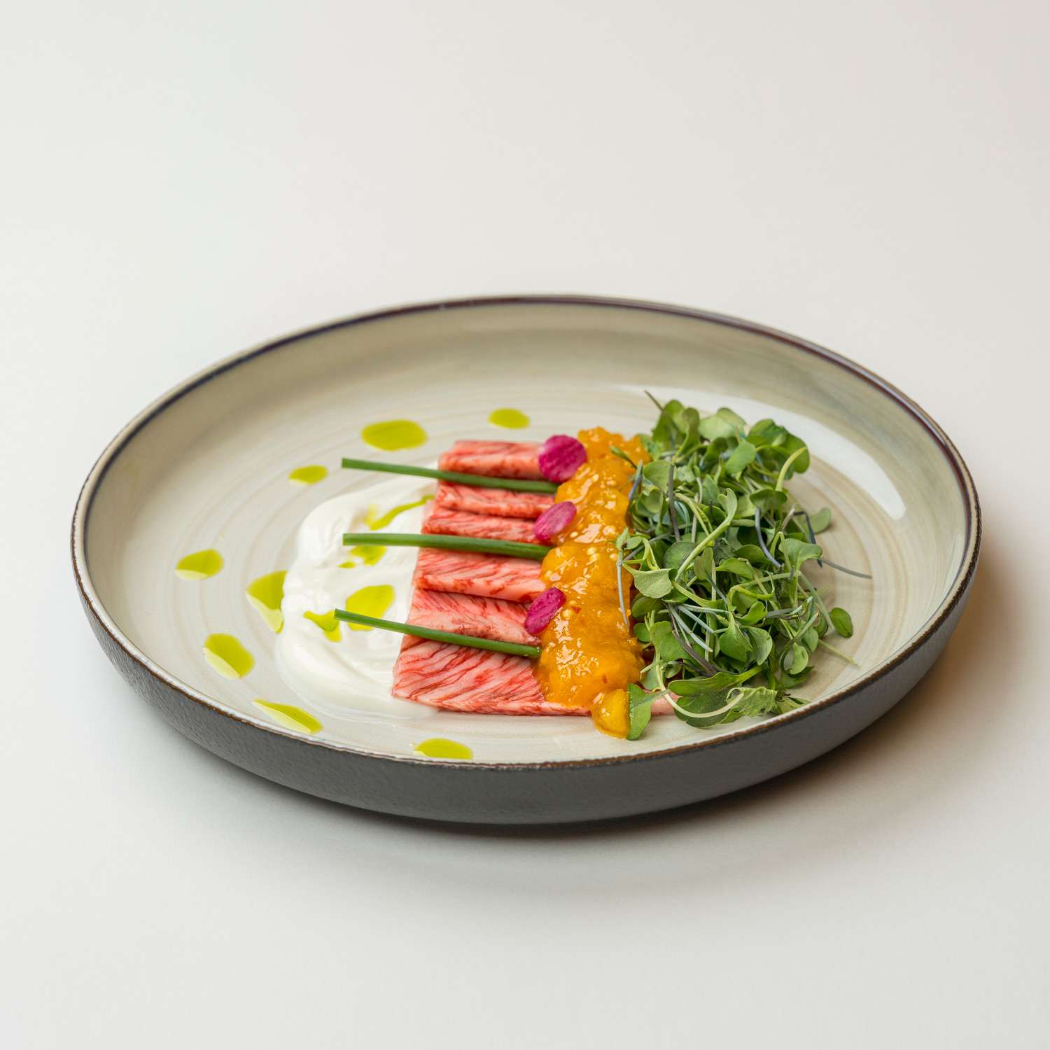 食器 rin5 Korin Durable Beige Spiral Round Plate 9.5