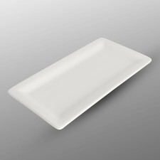 Korin Durable White Rimmed Rectangular Plate