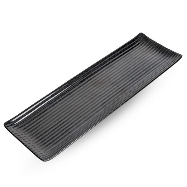 Image of Korin Durable Black Lined Rectangular Plate 13.25" 1