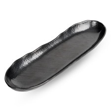 Black Textured Oval Plate 13"