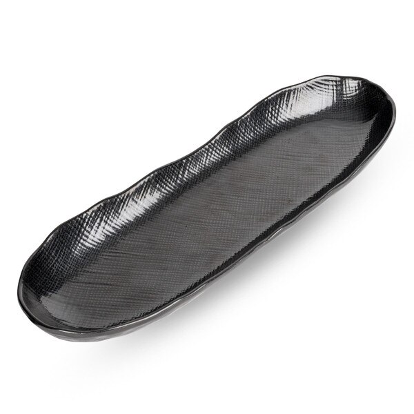 Image of Black Textured Oval Plate 13" 1