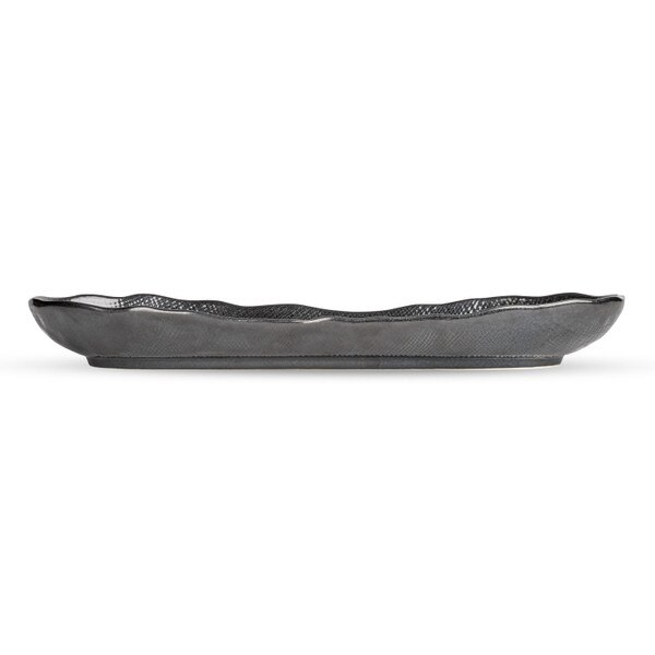 Image of Black Textured Oval Plate 13" 2
