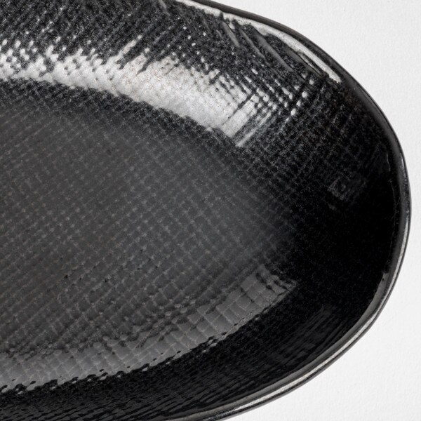 Image of Black Textured Oval Plate 13" 4