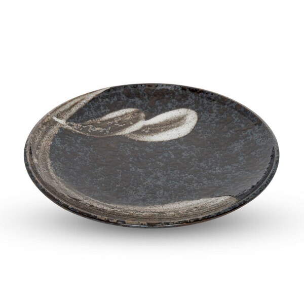Image of Black Mottled Brush Stroke Round Plate 7.5" 1
