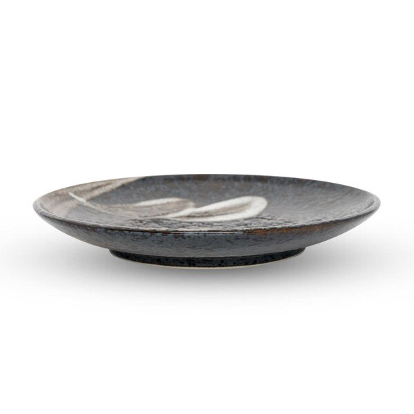 Image of Black Mottled Brush Stroke Round Plate 7.5" 2