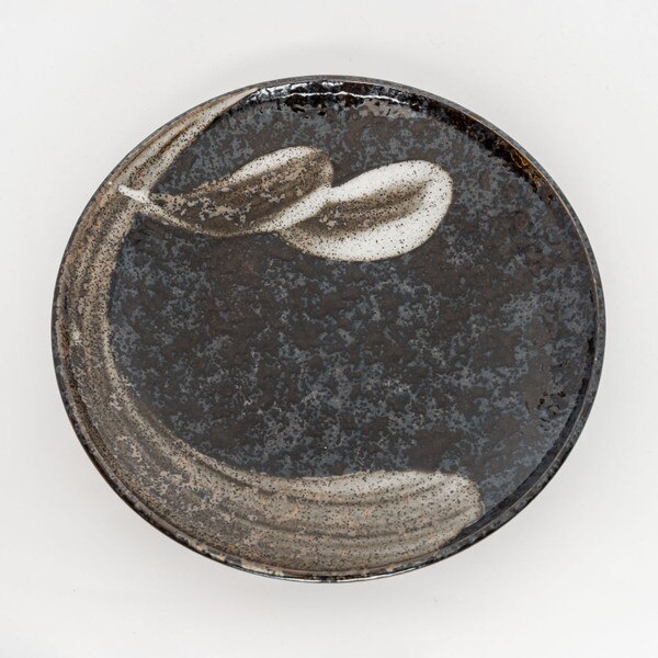Image of Black Mottled Brush Stroke Round Plate 7.5" 3