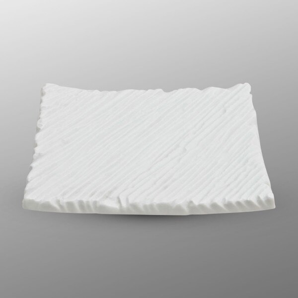 Image of White Textured Raised Rectangular Plate 6.5"
