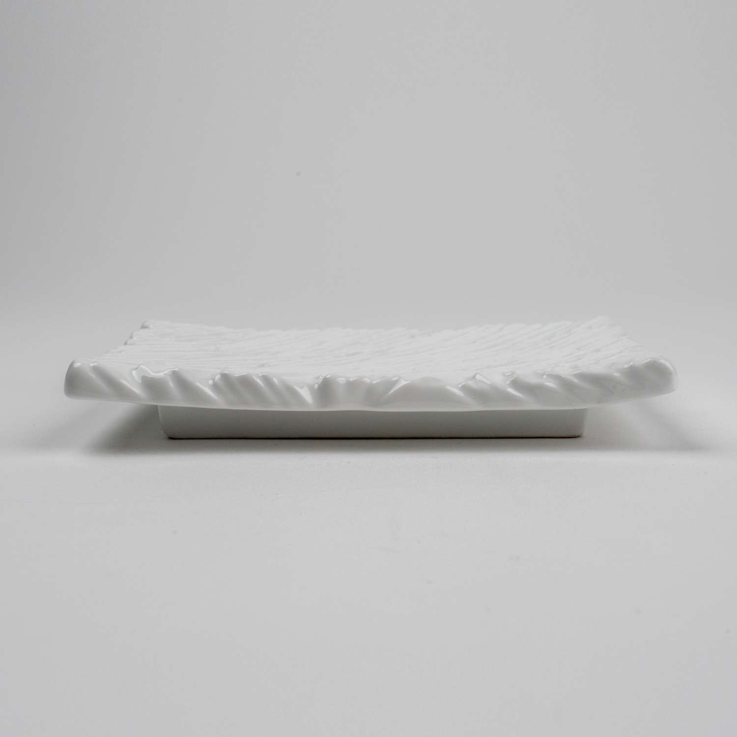 White Textured Raised Rectangular Plate 6.5