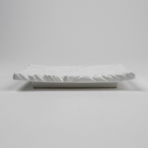 Image of White Textured Raised Rectangular Plate 6.5" 2