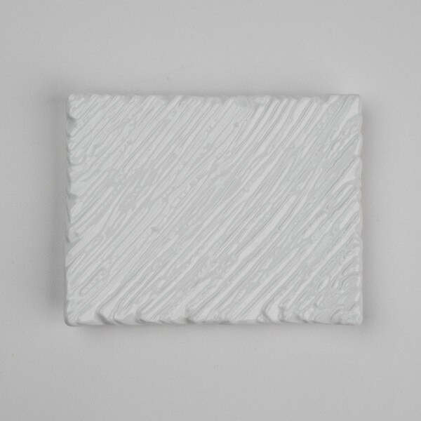 Image of White Textured Raised Rectangular Plate 6.5" 3