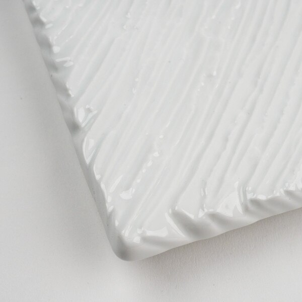 Image of White Textured Raised Rectangular Plate 6.5" 4