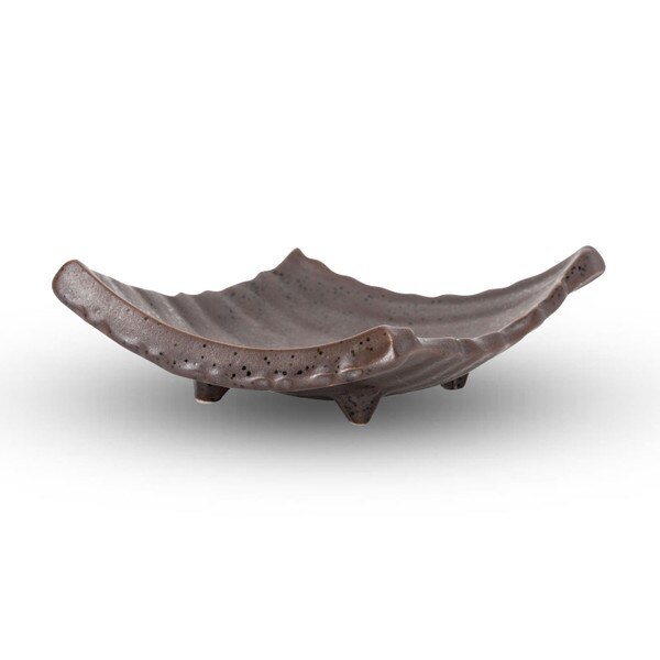 Image of Brown Diamond Footed Plate 5.25" 2