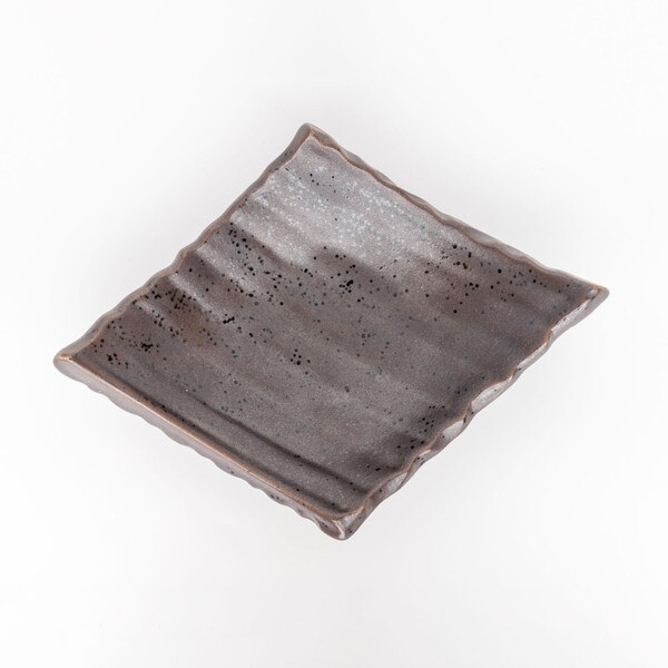 Image of Brown Diamond Footed Plate 5.25" 3