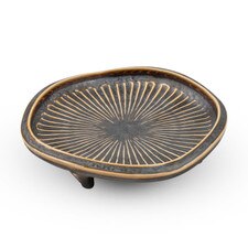 Charcoal Grey Gold Line Footed Plate 6.5"