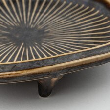 Charcoal Grey Gold Line Footed Plate 6.5" hover-image