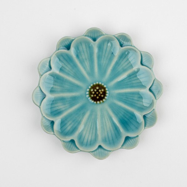 Image of Turquoise Flower Plate 4.75" 3