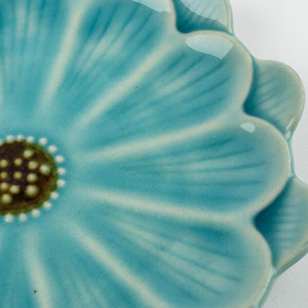 Image of Turquoise Flower Plate 4.75" 4