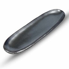 Tessa Black Long Oval Plate 13.75"