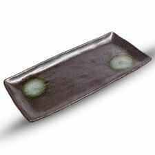 Black and Green Dots Rectangular Plate 13.25"