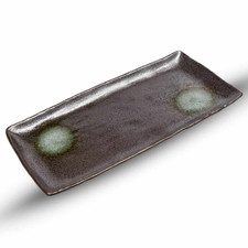 Black and Green Dots Oblong Plate