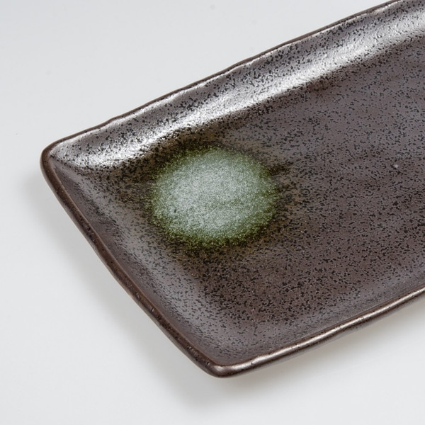 Image of Black and Green Dots Rectangular Plate 13.25" 3