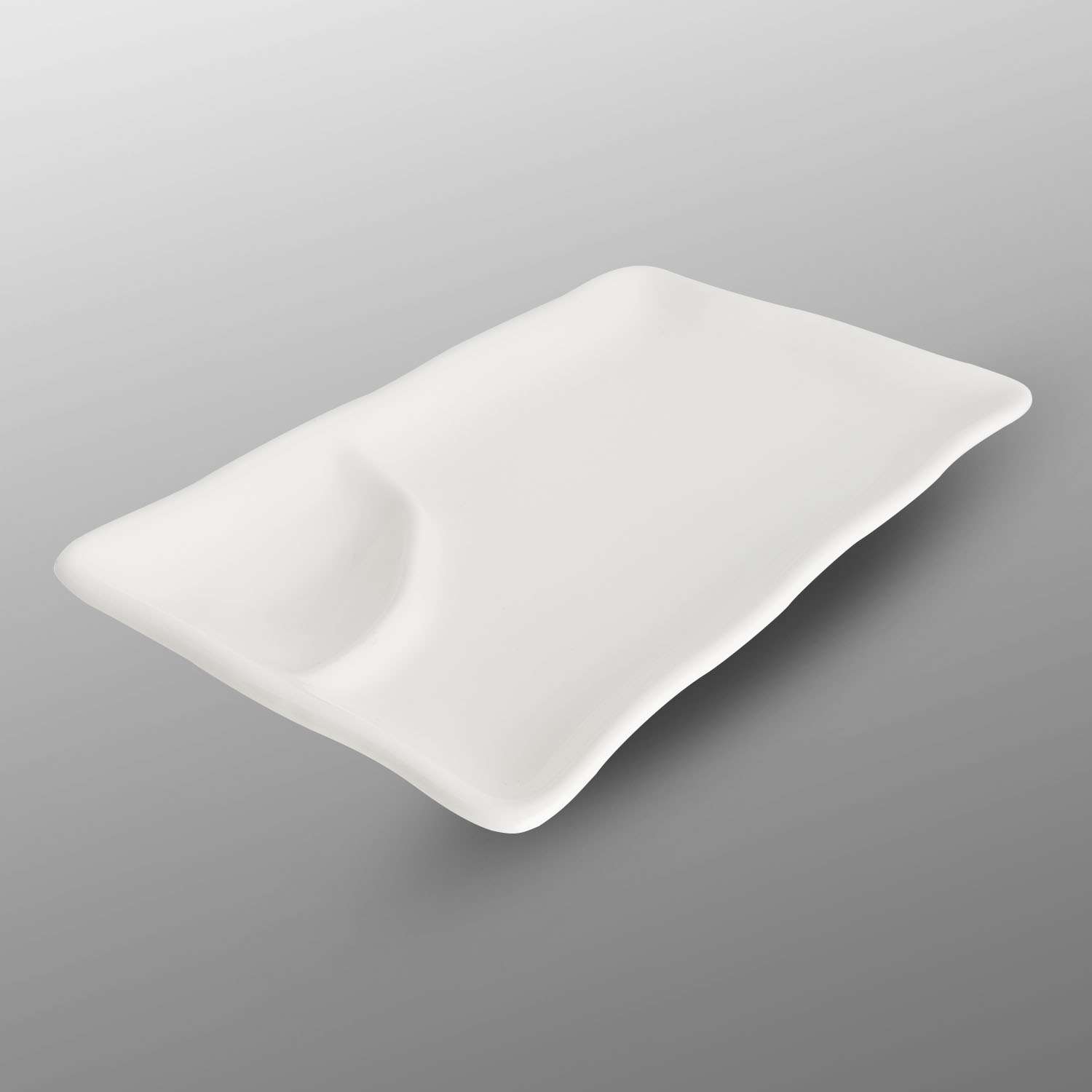 Korin Durable White Rectangular Plate w/ Sauce Well 8